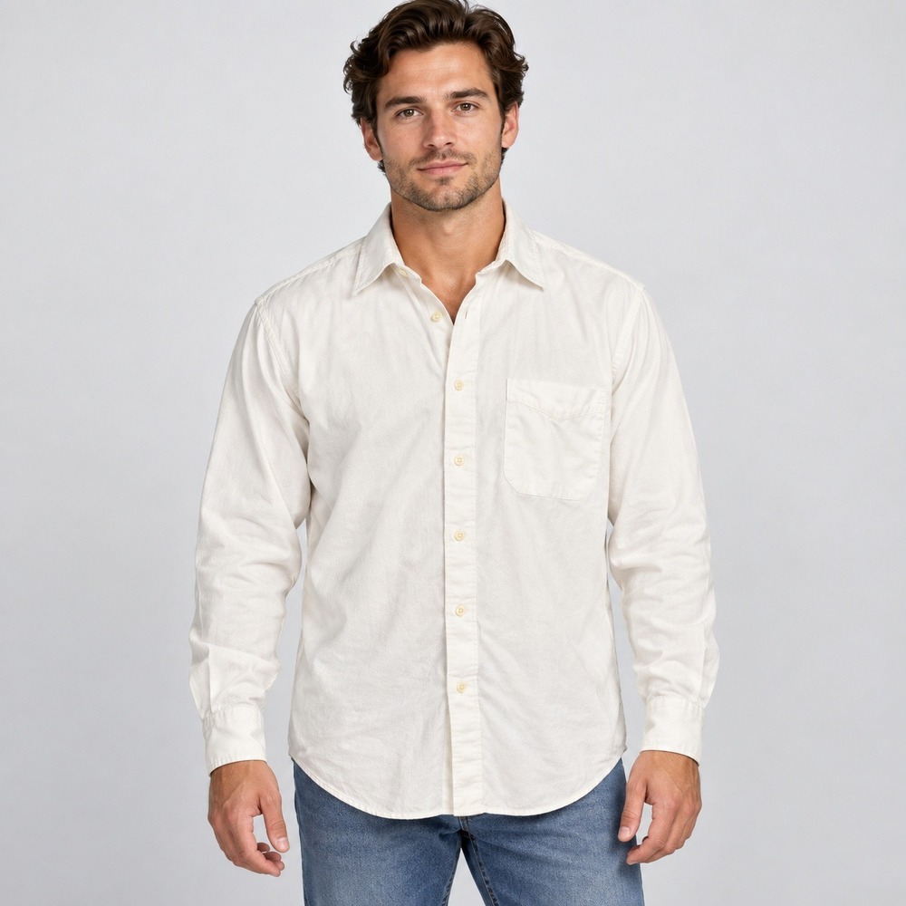 Polo Ralph Lauren Andrew Classic Fit White Herringbone Shirt 15.5 32/33 Mens